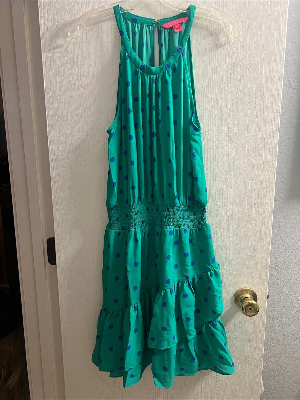 Lilly Pulitzer Teal Dress with Blue Polka Dots
